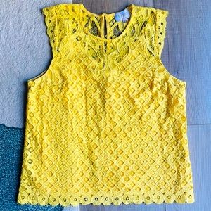 Laundry by Shelli Segel Yellow Lace Blouse M